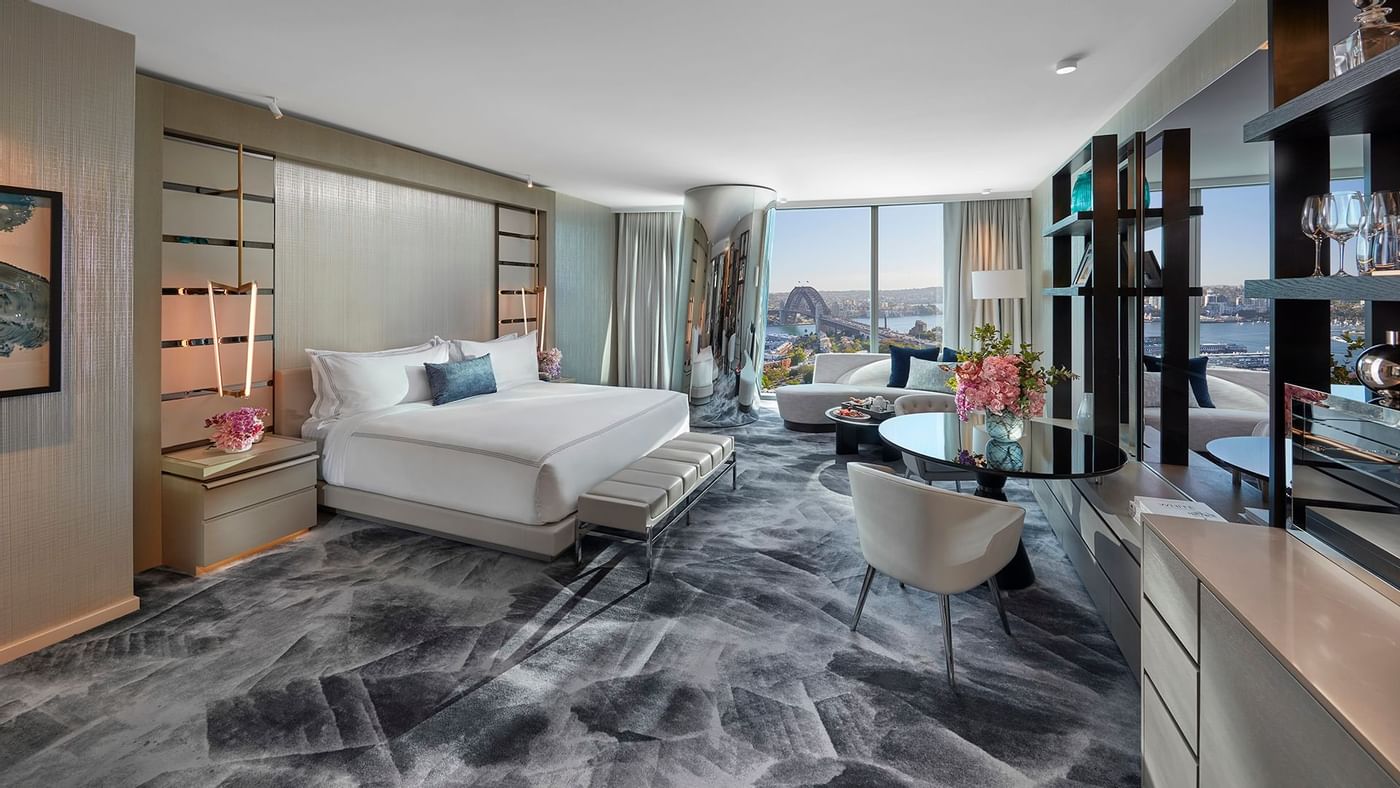 Interior of the Deluxe King Bedroom at Crown Hotels