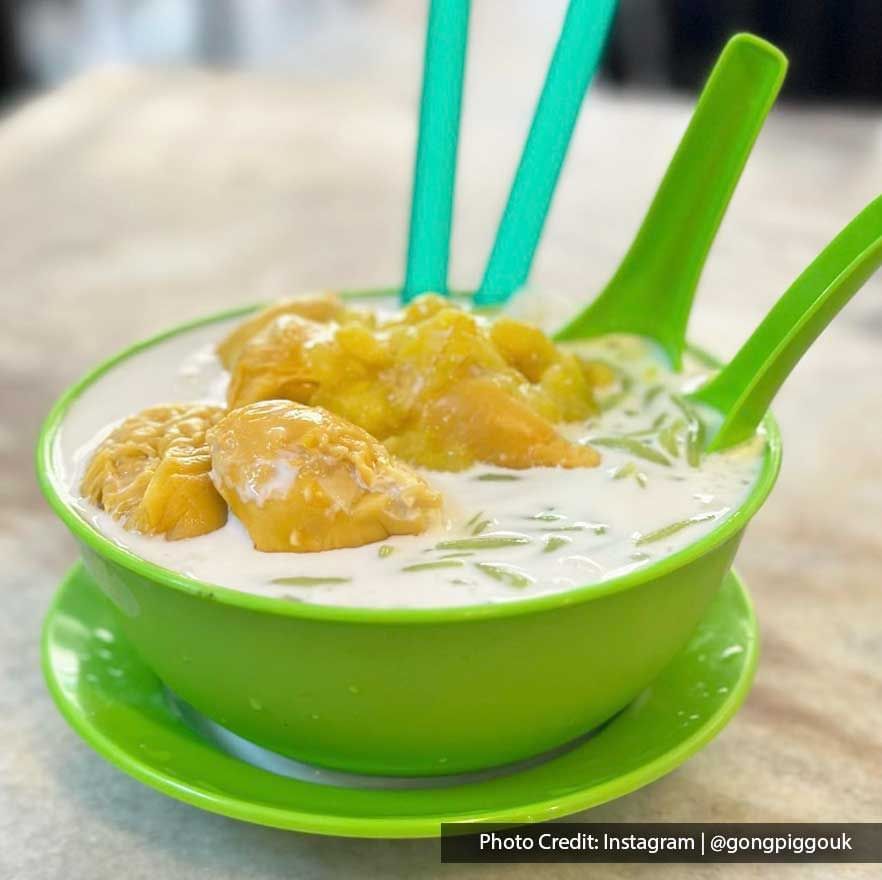 Durian Cendol dessert dish served on a street food stall table near Imperial Lexis Kuala Lumpur