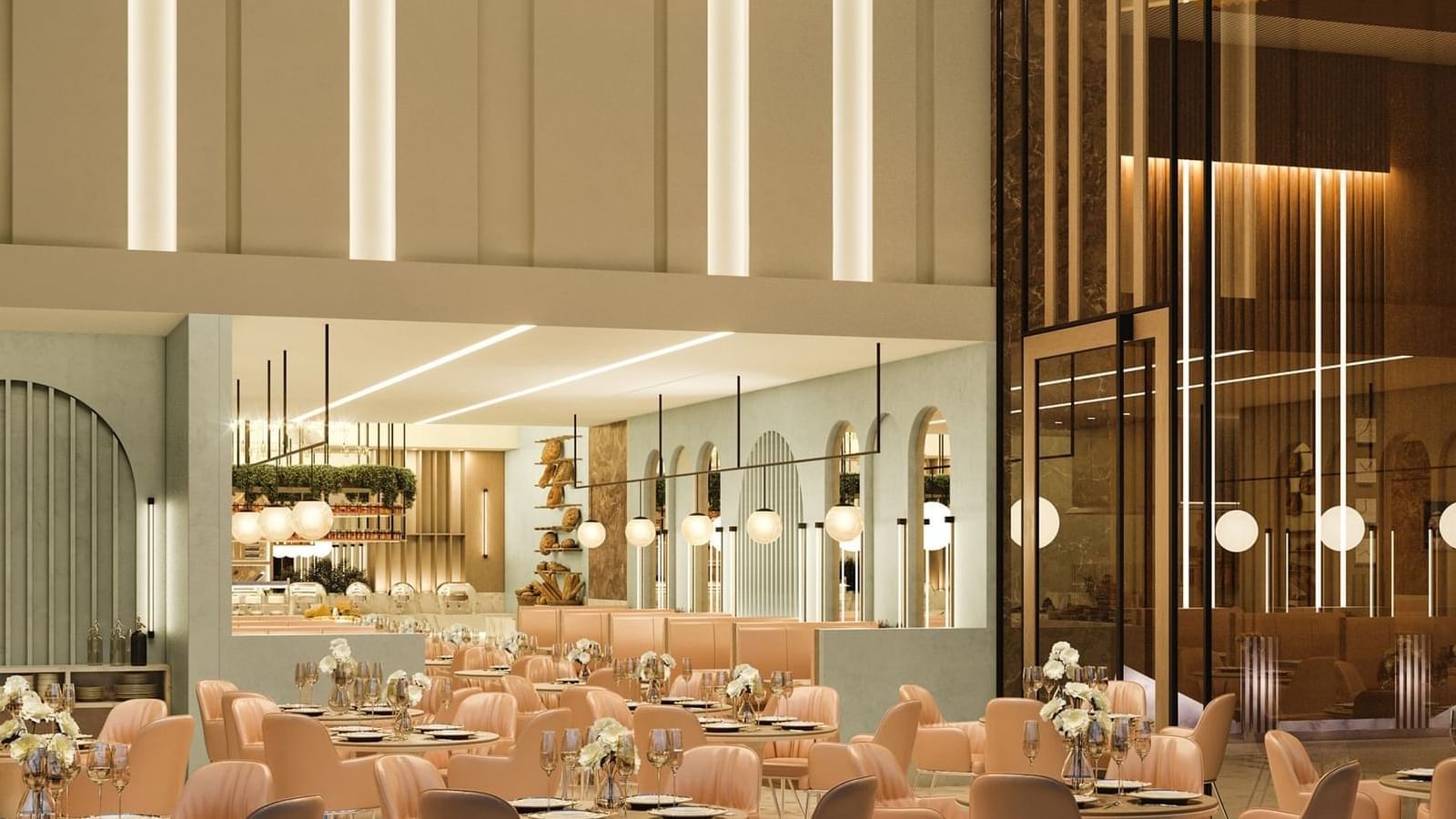 The Med features Glazed chocolate dessert on a pink plate chair at Cantonal Hotel by Warwick Riyadh