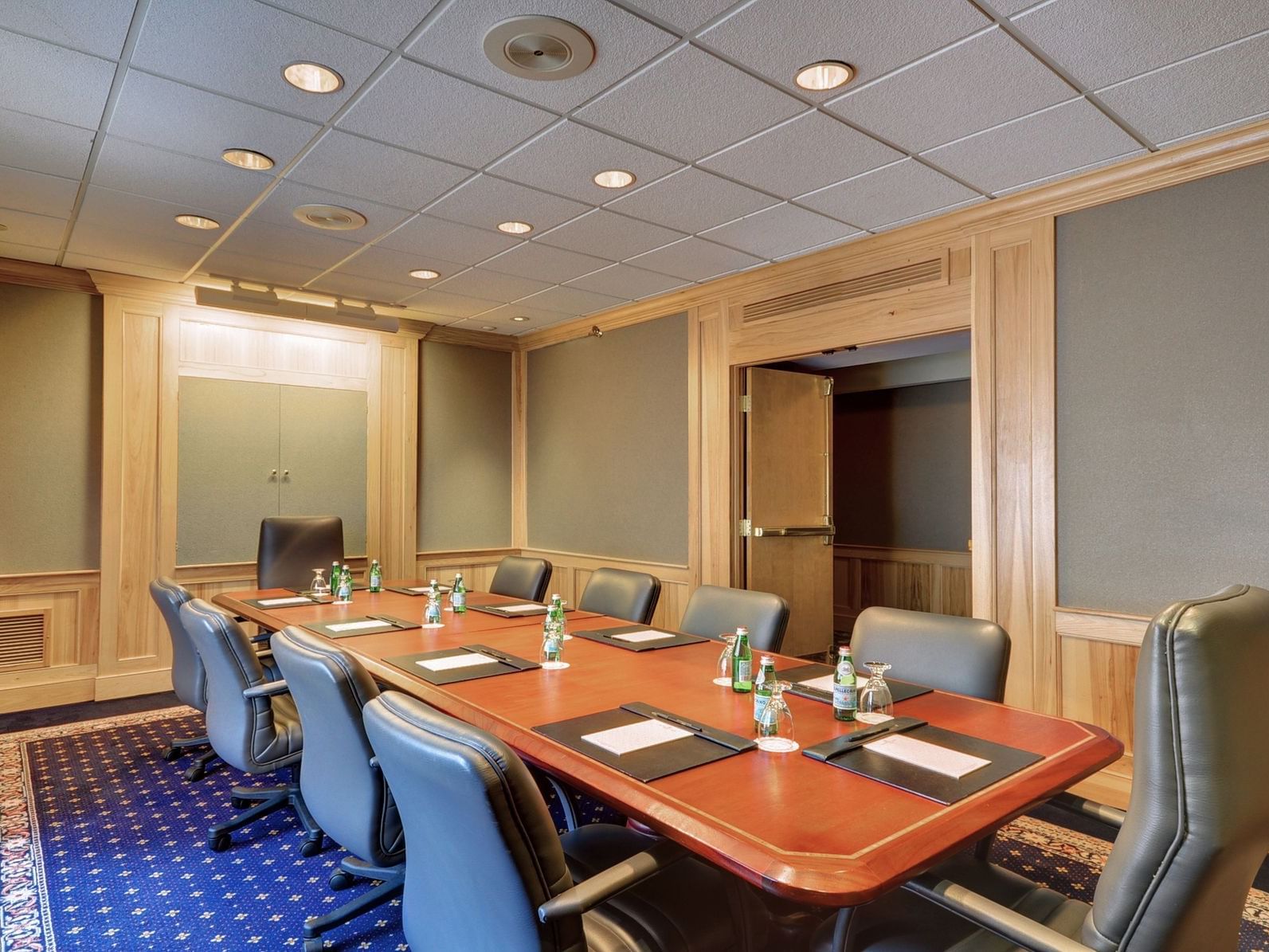 Boardroom set up in a meeting room at The Whitehall Hotel