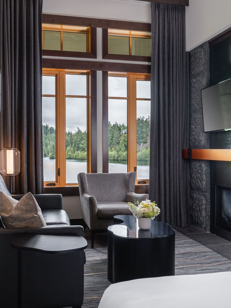 A suite with a fireplace