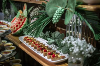 Tropical buffet table set-up at The Morgan Resort Spa Village