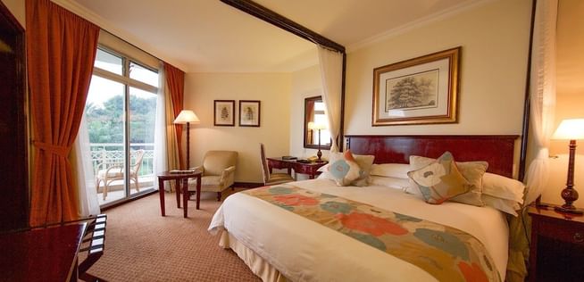 King bed at the Executive Suite at Lake Kivu Serena Hotel