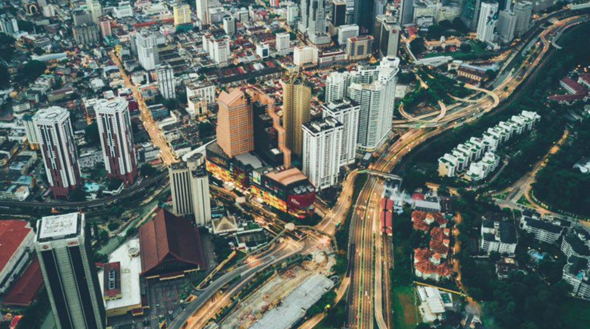 Aerial view of Menara Kuala Lumpur near Sunway Putra Hotel