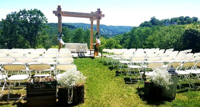Outdoor wedding ceremony at Hotel Mont Gabriel Resort & Spa