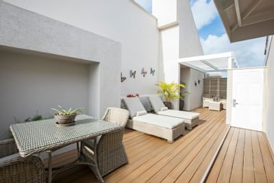 View of the Honeymoon suite deck at Bougainvillea Resort