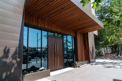 Exterior view of the entrance of the Austin Condo Hotel