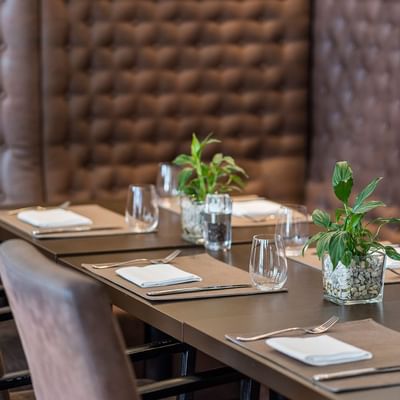 A dining table set-up at Falkensteiner Hotel Bratislava