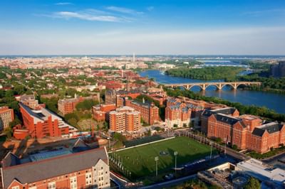 aerial photo of georetown university campus