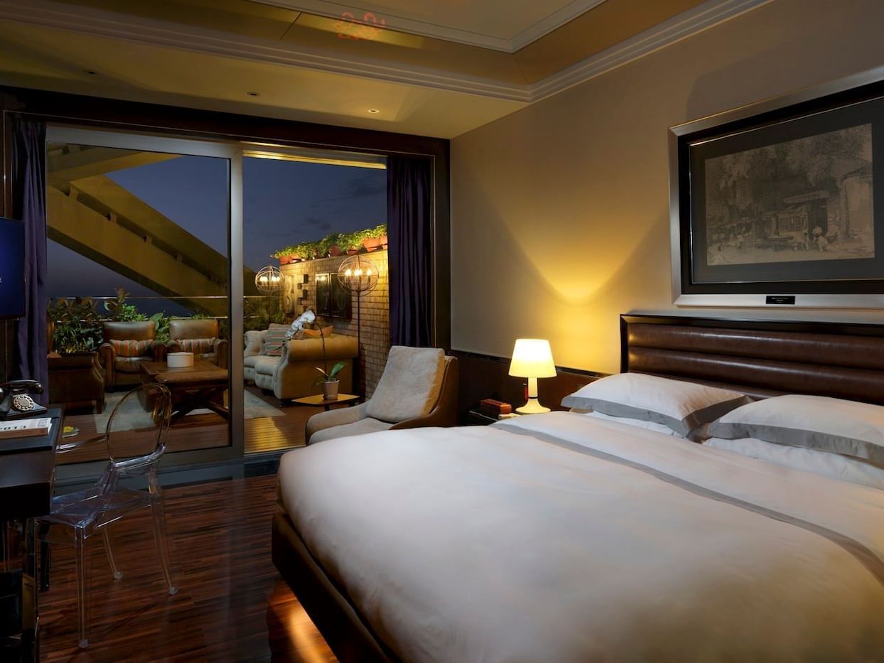 The Deluxe King with Terrace & king bed at Hotel Eclat Beijing