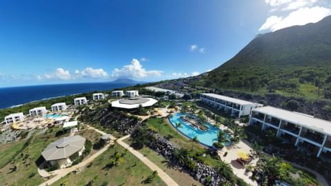 Aerial view of the Golden Rock Resort & outdoor pool