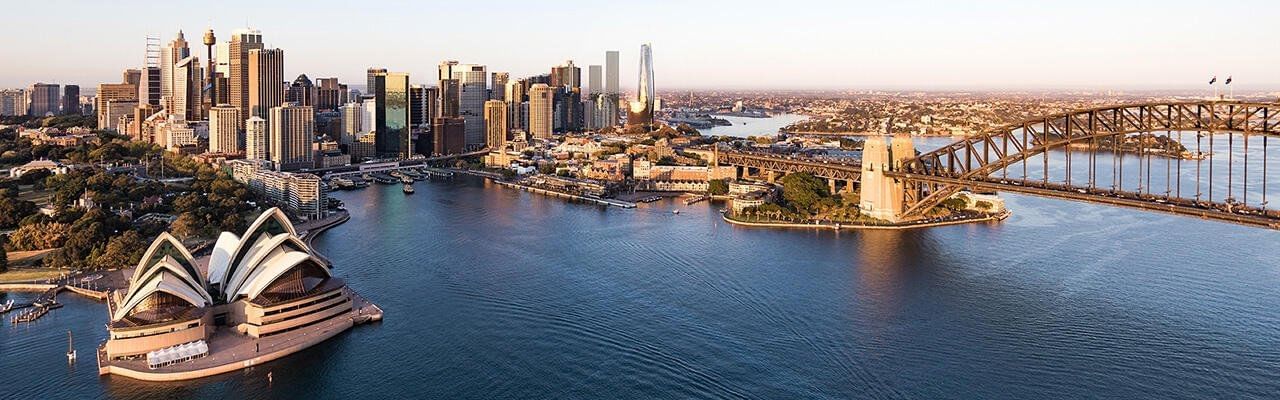 Aerial view of the Sydney opera house near Crown Hotel Sydney
