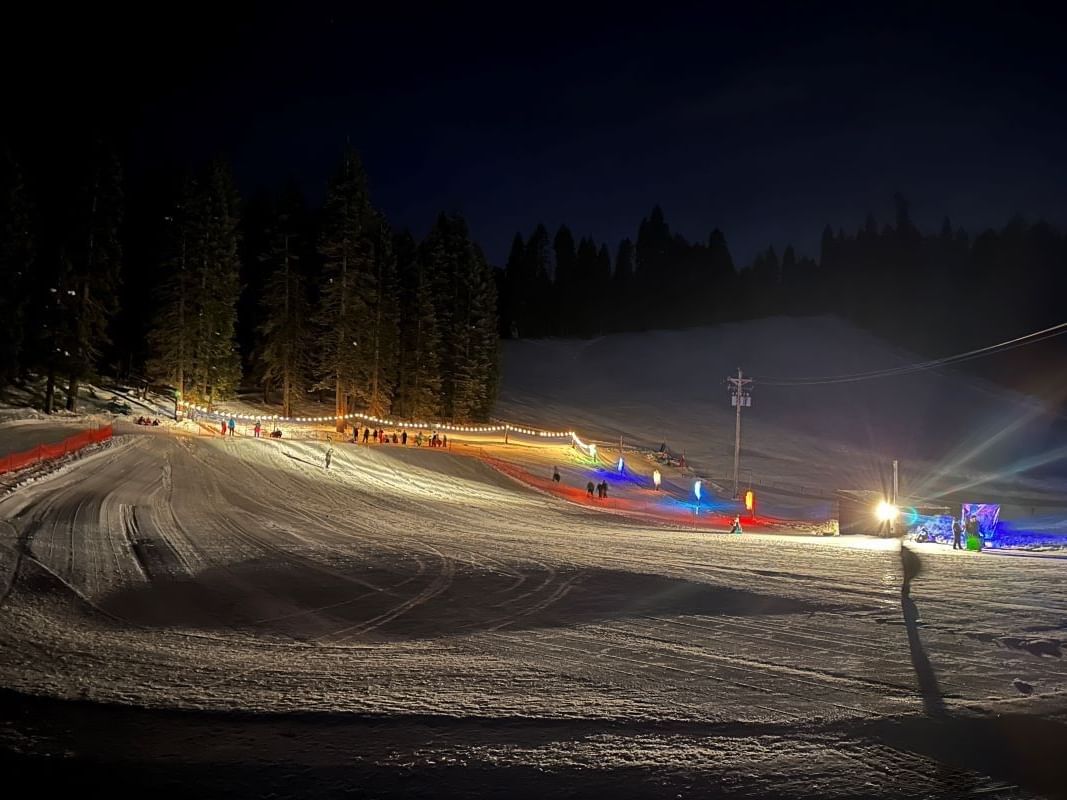 Night sledding at GranlibakkenTahoe