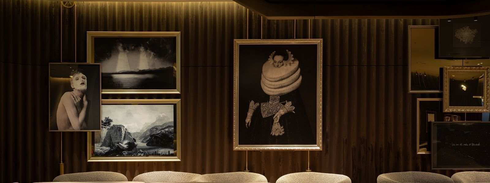 Close-up of the art in the lobby wall at The Londoner Hotel