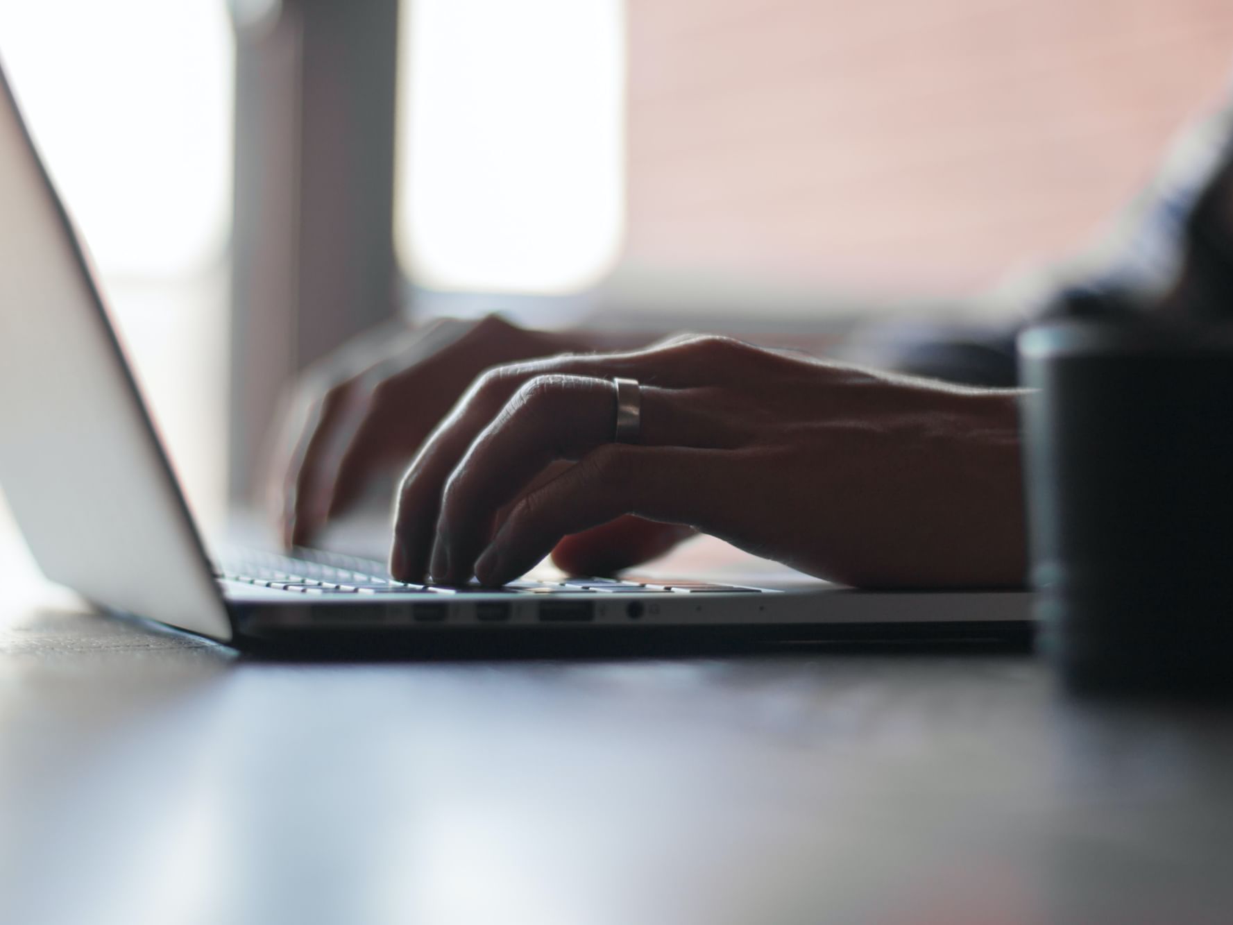 Close-up of man working with laptop, ​​Atlantica Hotel Halifax