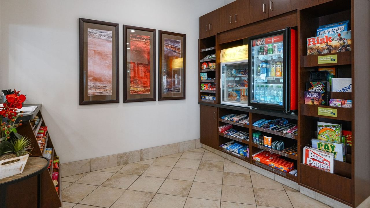 Hotel mini mart with snacks and drinks