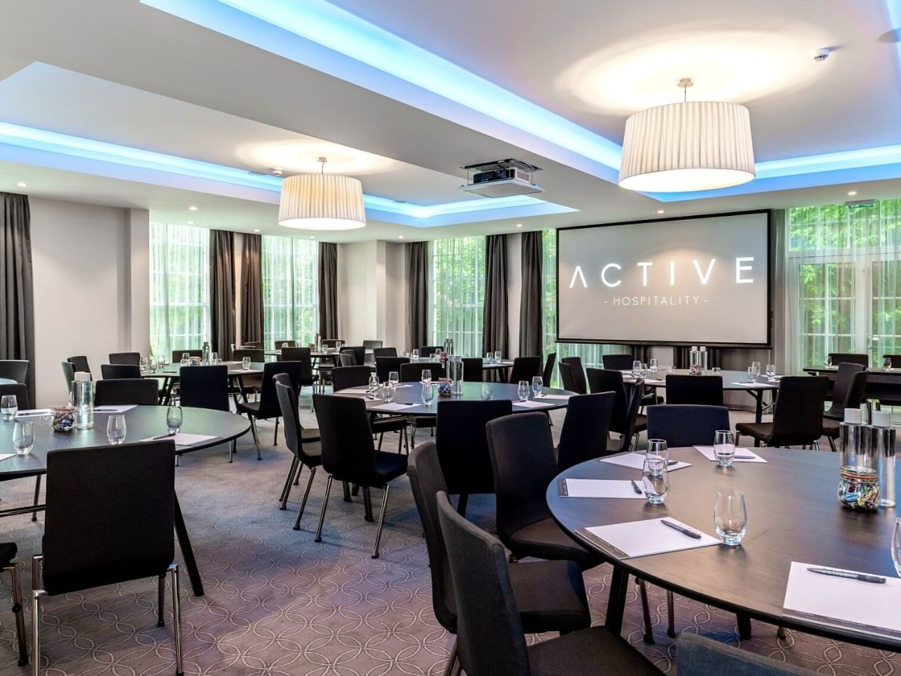 Table setup of Hook meeting room at Gorse Hill Hotel