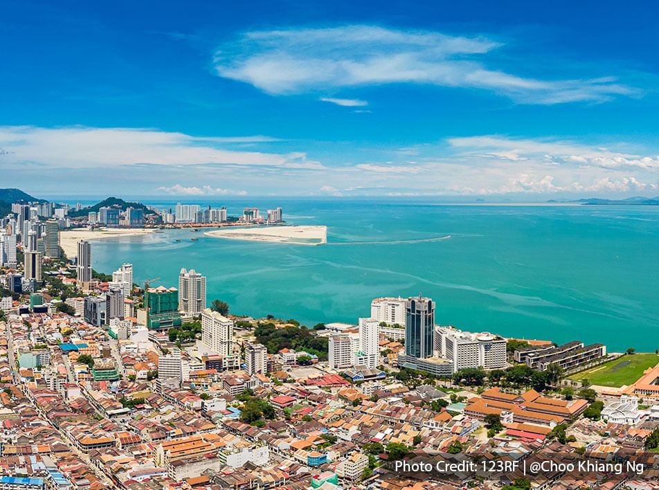 A beautiful sea view of Georgetown City in Penang
