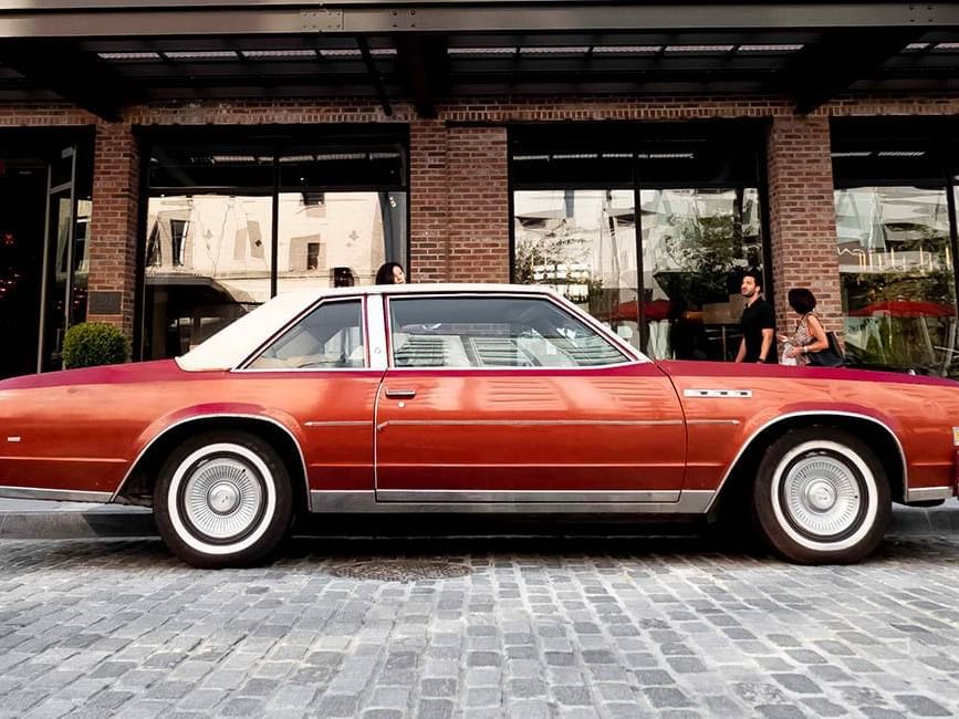 A red corvette by the entrance at Gansevoort Meatpacking NYC