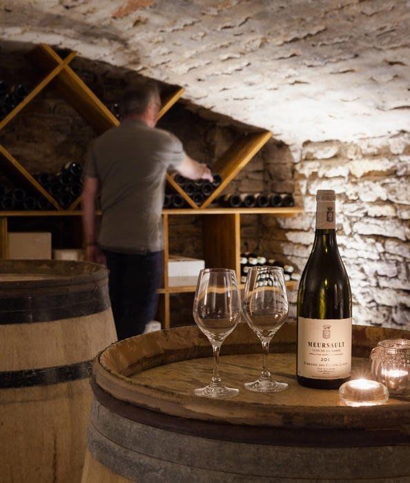 Man in the wine cellar, with wine glasses, The Originals Hotels