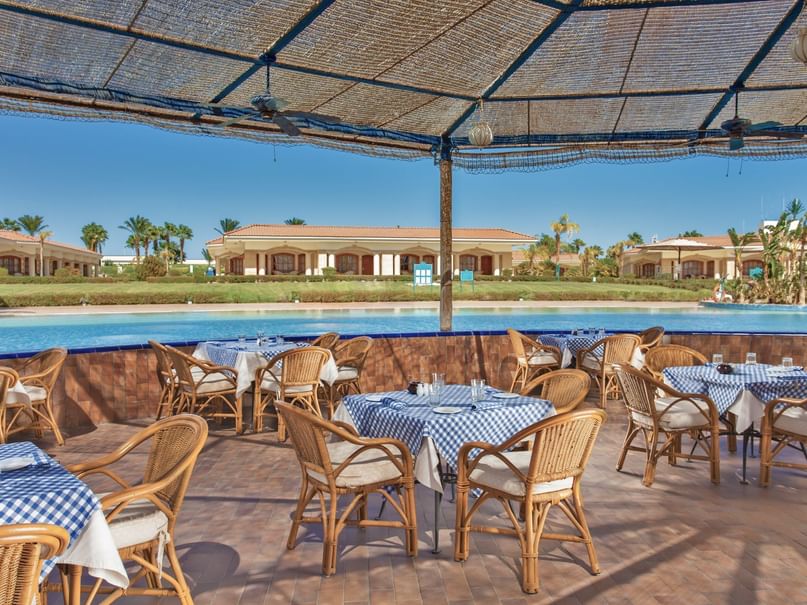 Sunset Bar, one of the best restaurants in Sharm El Sheikh, offering poolside dining at Pickalbatros Golf Beach Resort