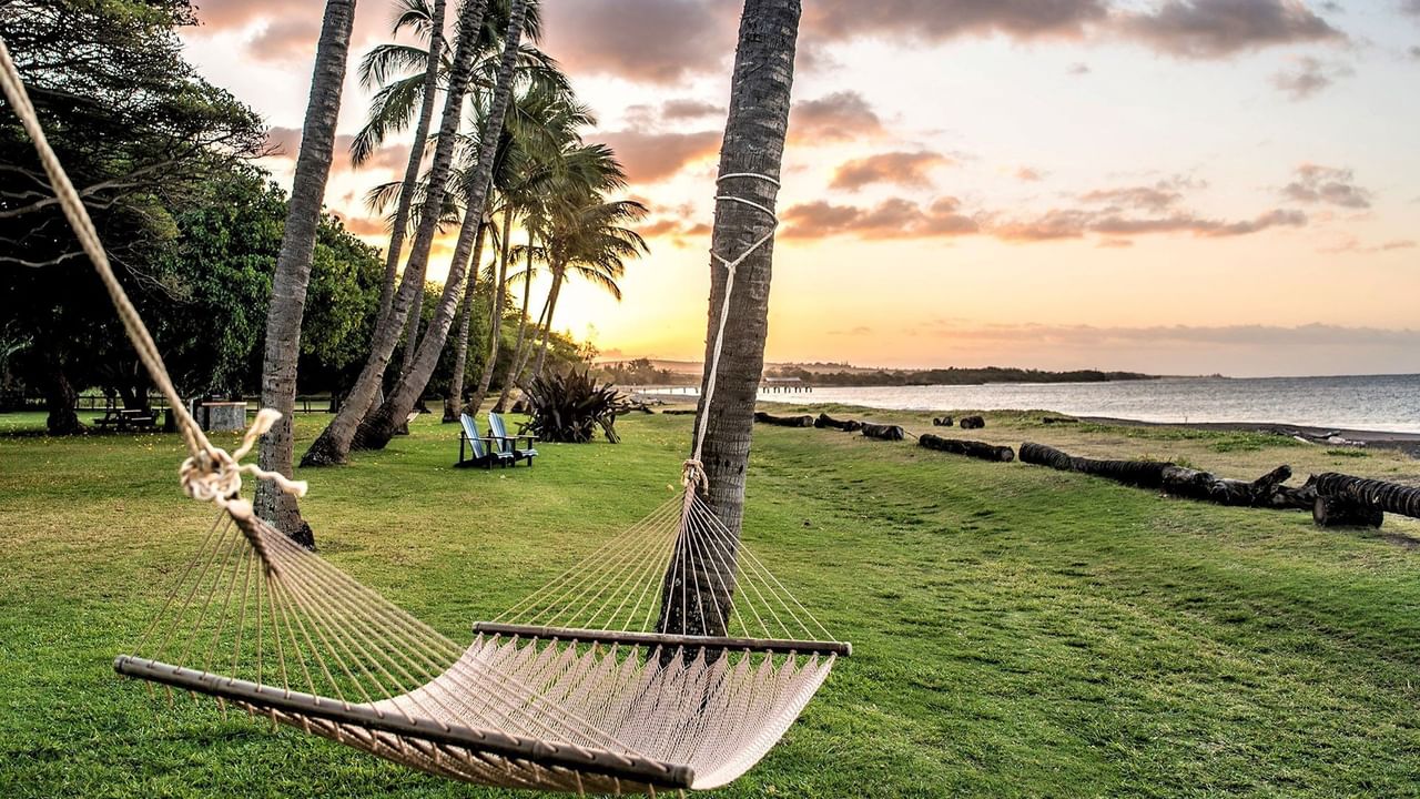 Hammock at Sunset on Waimea Plantation Cottages grounds