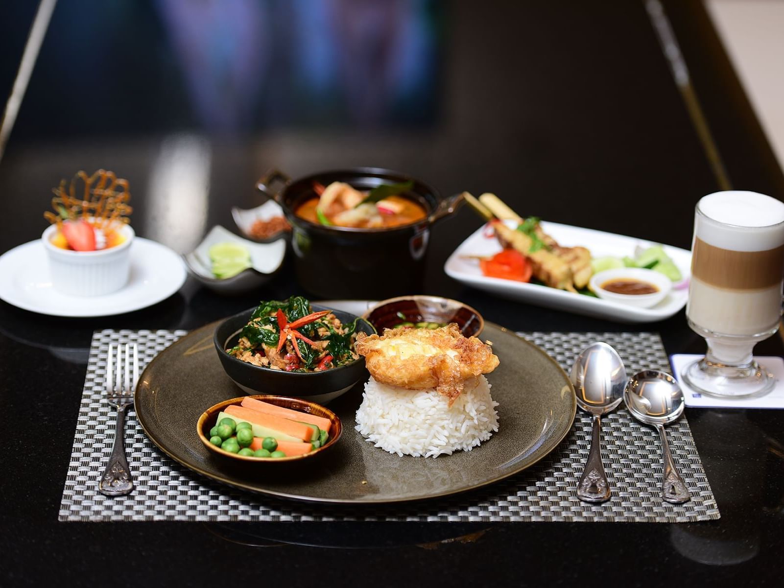 Close-up of a dish served at Chatrium Hotel Royal Lake Yangon