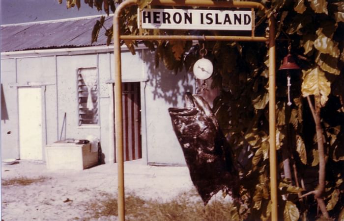 Old picture of a Heron Island Signboard at Heron Island Resort