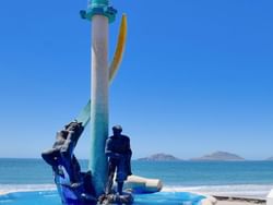 A statue at Playa Norte beach near Viaggio Resort Mazatlan