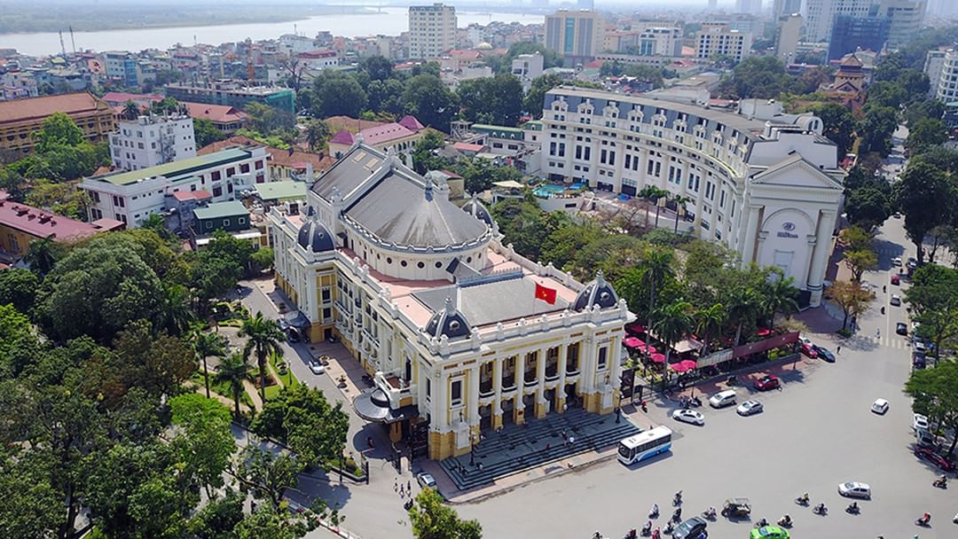 Aerial view of Hanoi Opera House & the streets near Sunway Hotel Hanoi