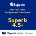 Expedia Travelers Rated banner used at Brady Hotels Jones Lane