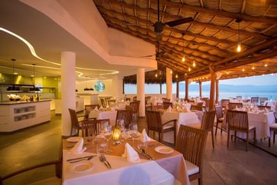 Interior of a restaurent on the beach at Buenaventura Grand