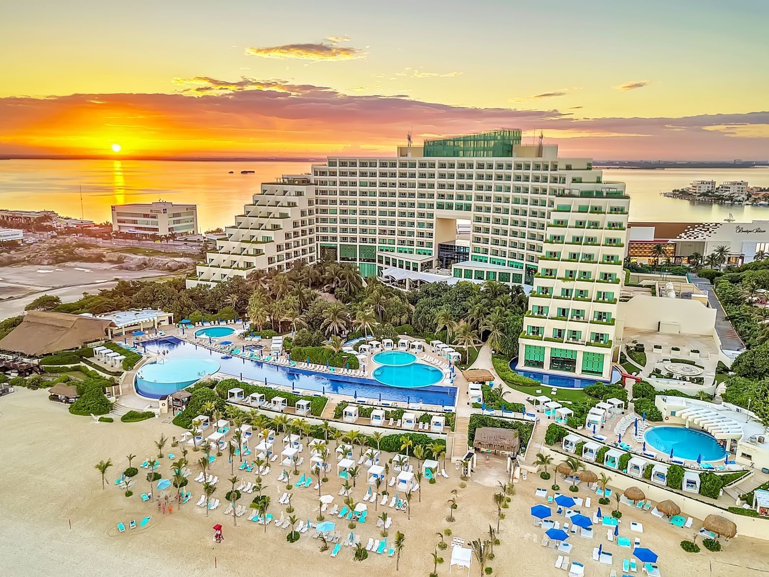 Aerial view of the hotel & pool area at La Colección Resorts