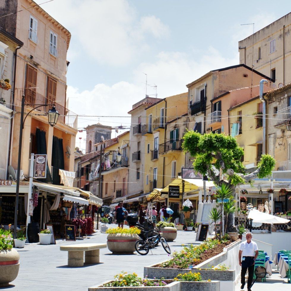 People & buildings in Nicastro city near Falkensteiner Hotels