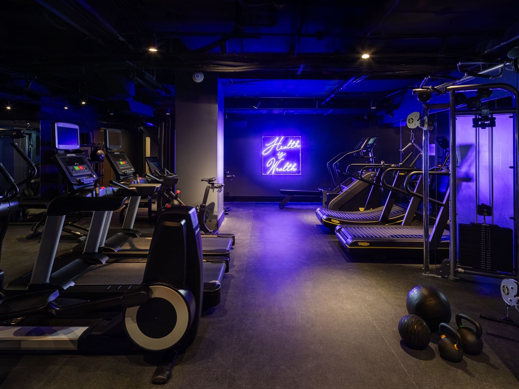 Interior of the fitness center at Gansevoort Meatpacking NYC