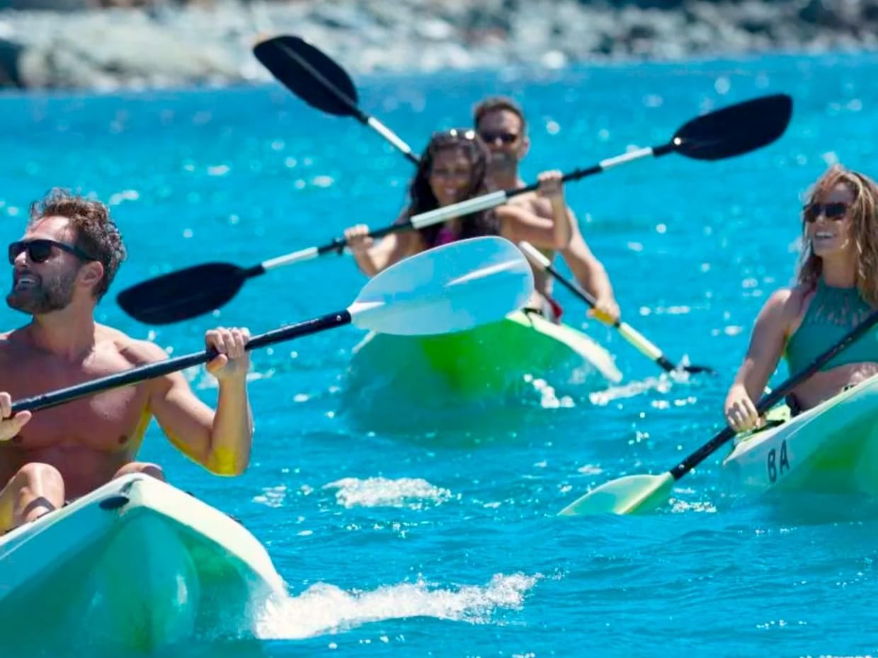 Group of people kayaking on sea near Catalina Island Company, one of the things to do in catalina island