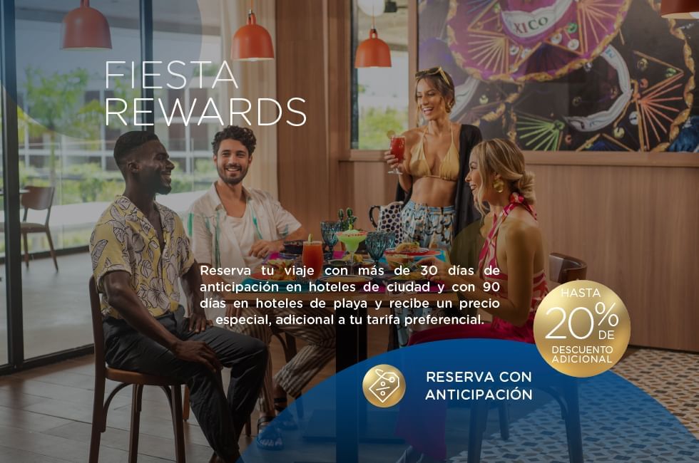 Afiche de Fiesta Rewards con detalles de la promoción de Fiesta Inn