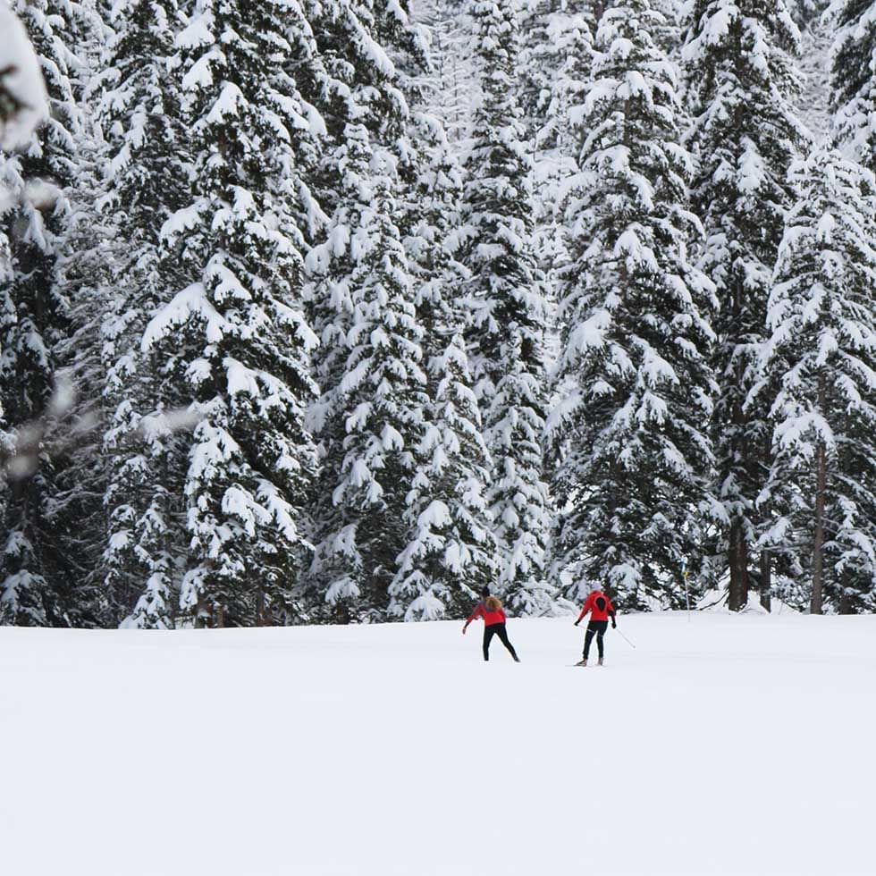 2 Cross Country Skiers on a mountain near Falkensteiner Hotels