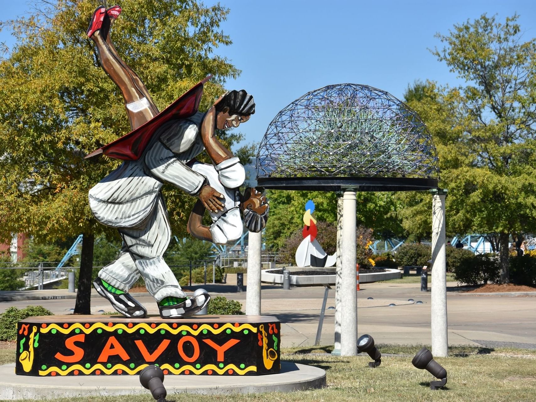 Lindy Hop statue named Savoy in the Art District near Hotel Bo