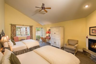 Superior Room with two queen beds and fireplace