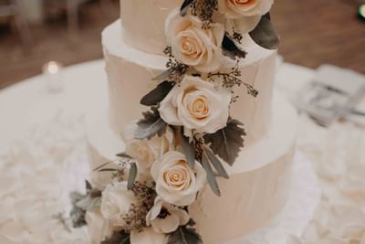 A Wedding cake decorations at The Venue at Portwalk Place