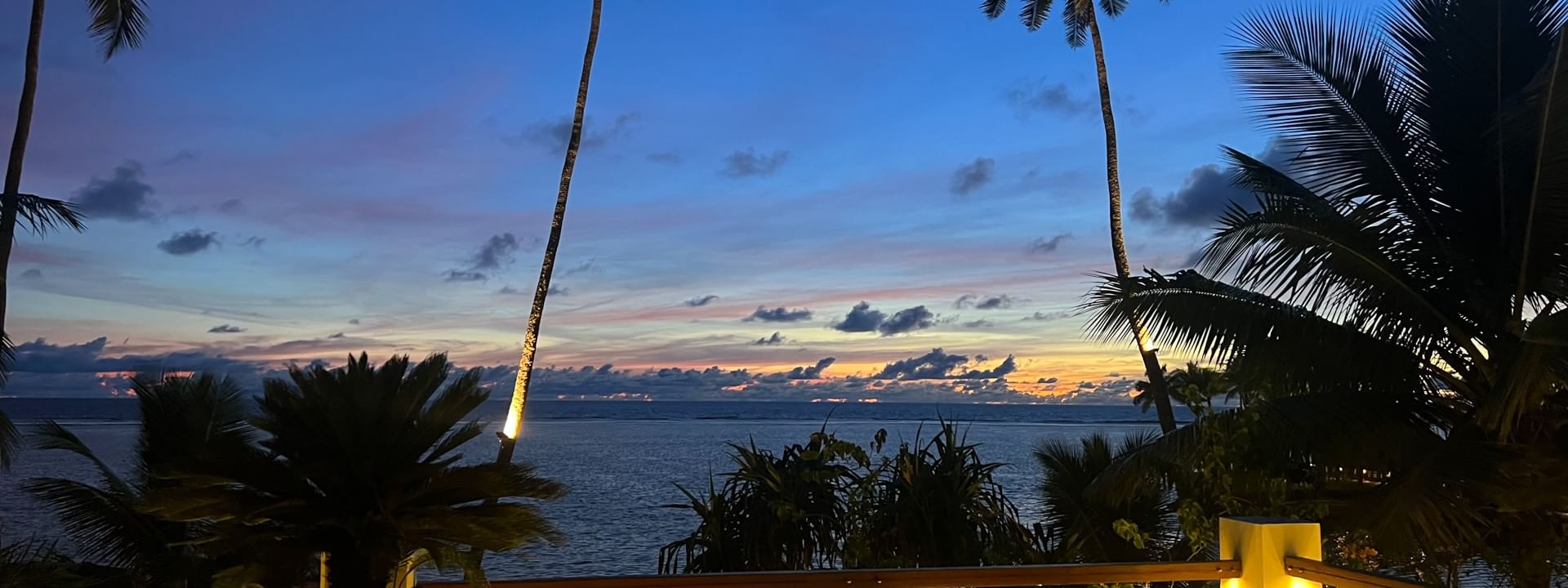 Sunset view from Sunset Terrace Bar at Warwick Fiji Resort and Spa in Korolevu