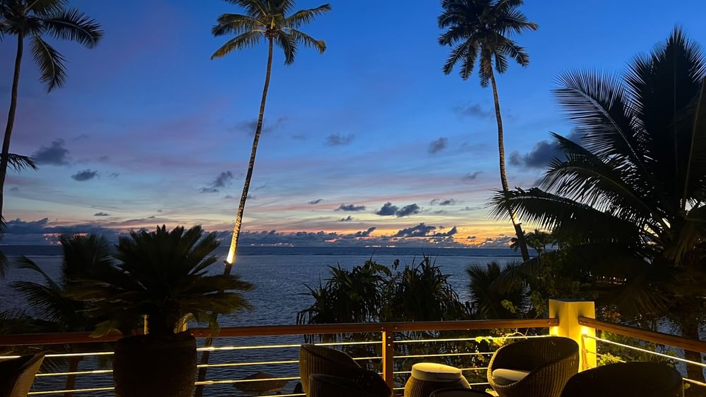 Sunset view from Sunset Terrace Bar at Warwick Fiji Resort and Spa in Korolevu.