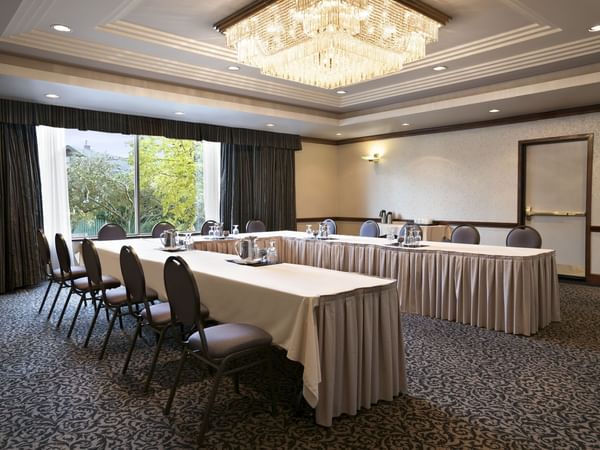 U-shaped table set up for meeting