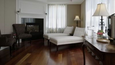Spa waiting area with lounge chairs