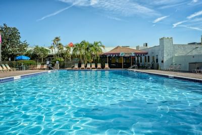 Large outdoor swimming pool on a sunny day