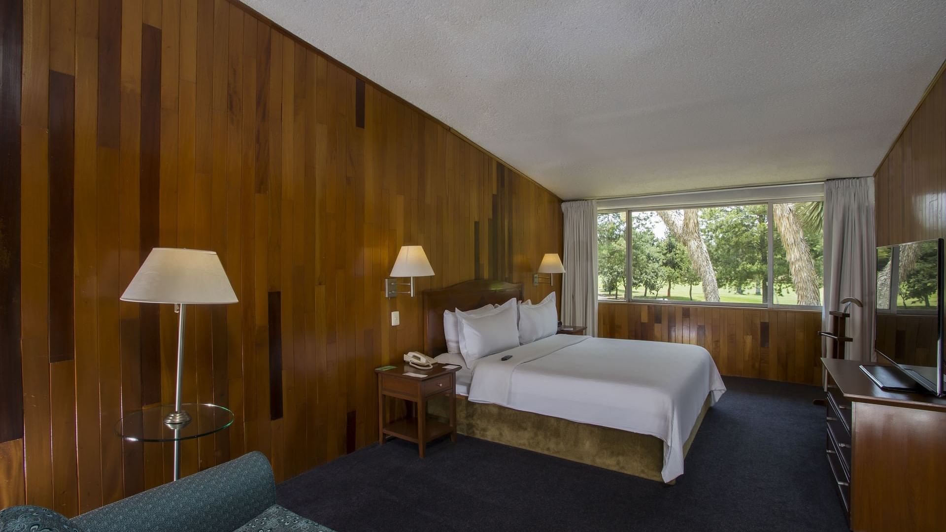 TV facing the king bed in Junior Suite at Gamma Pachuca
