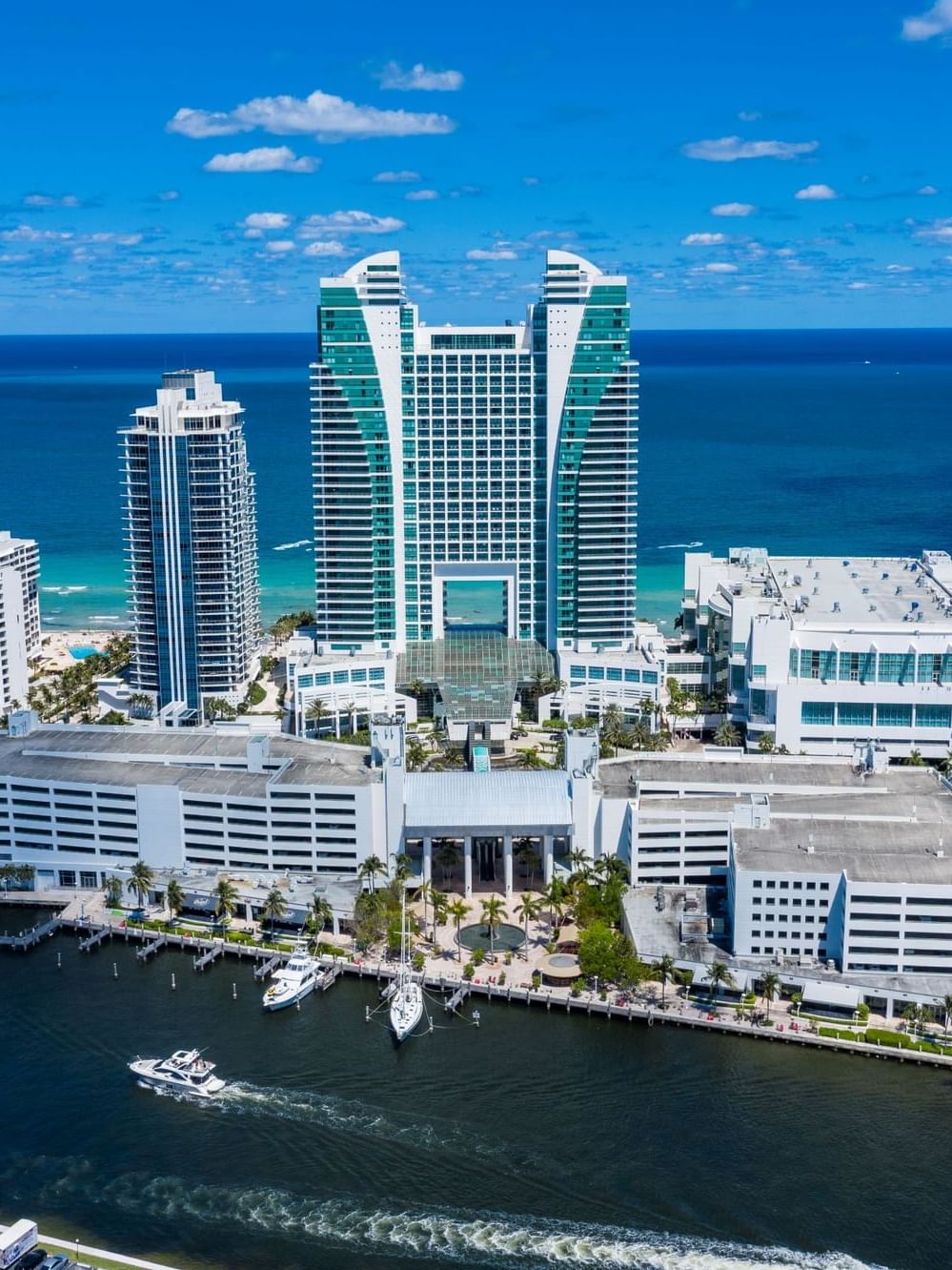 Aerial view of The Diplomat Resort with the ocean