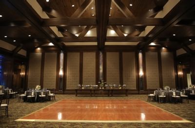 The main dance floor in a ballroom at Stein Eriksen Lodge