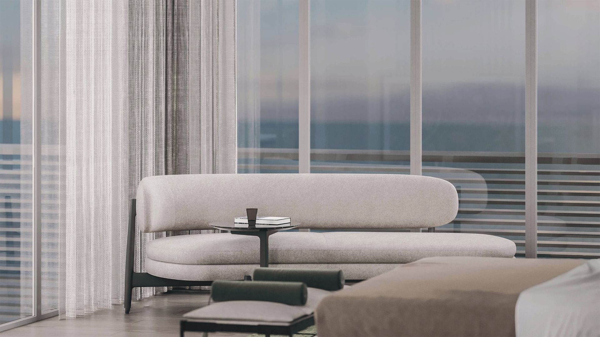 Comfortable seating area by the large window at Titanic Deluxe Sharm El Sheikh